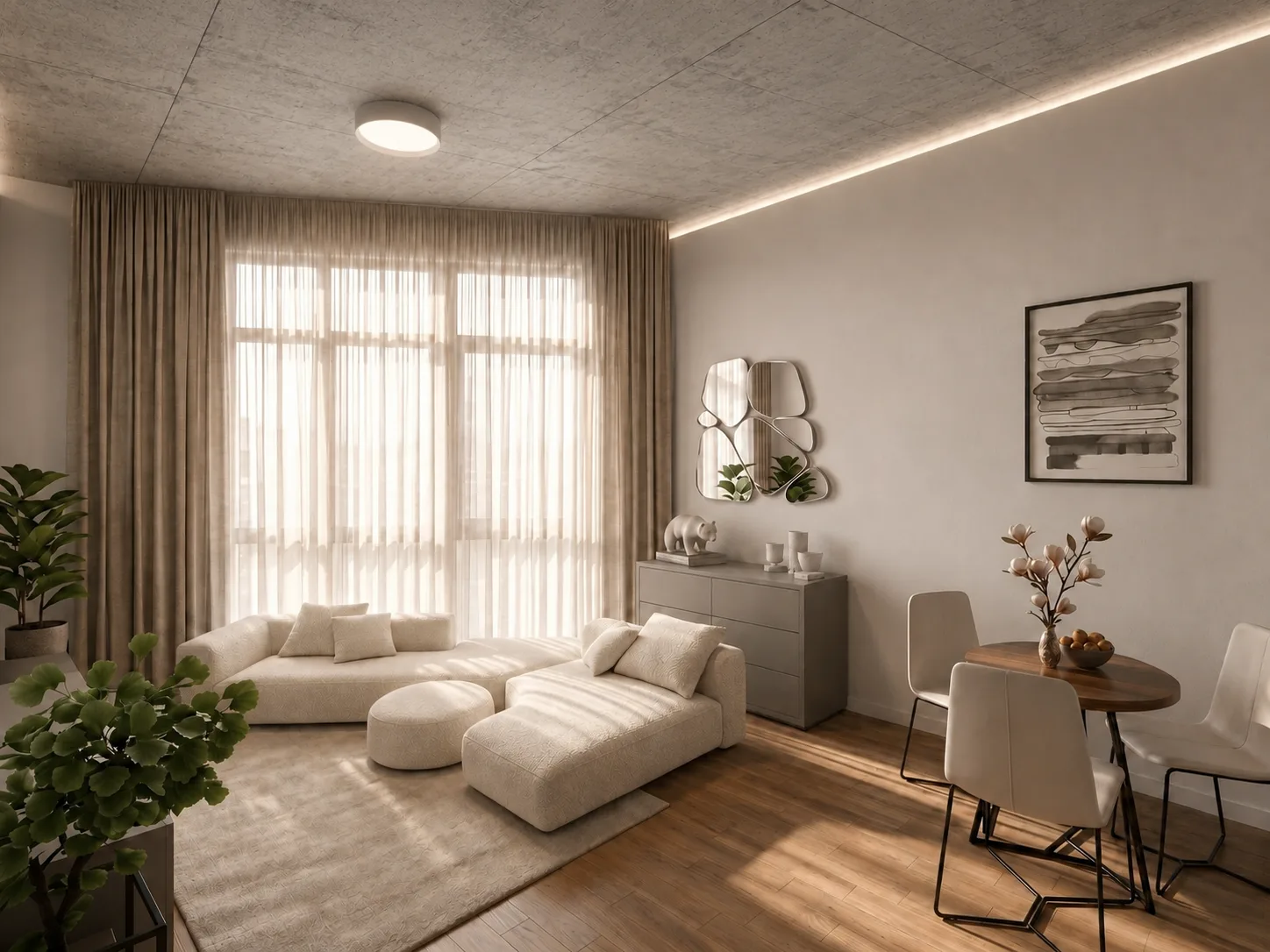 Obývací prostor nového bytu Praha Smíchov - projekt Na Bělidle 21